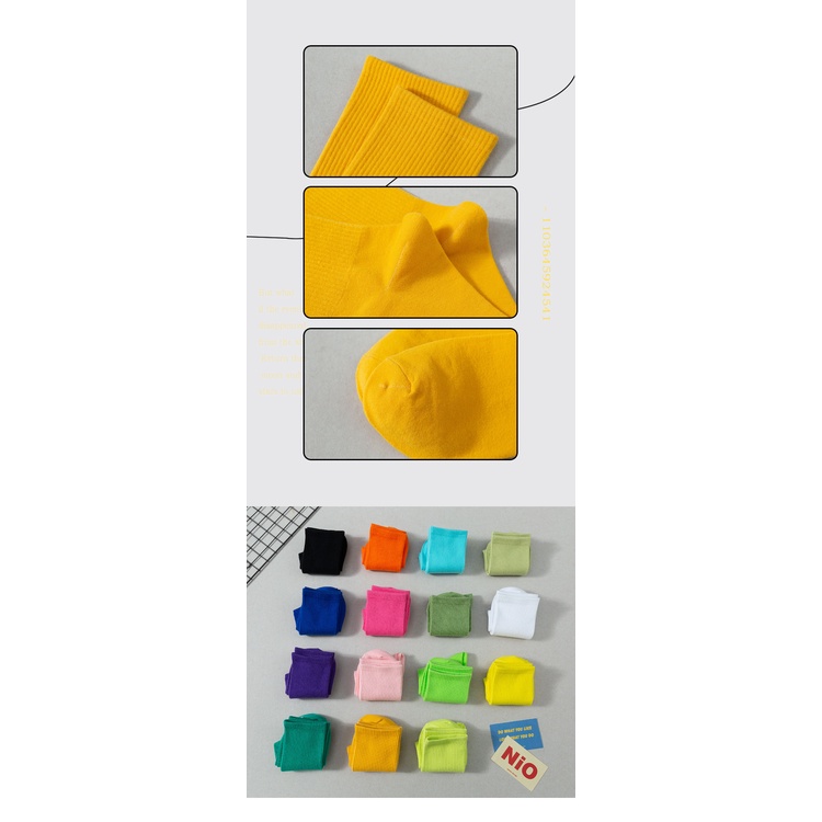 Vớ trơn basic cổ cao Unisex bảng màu mới