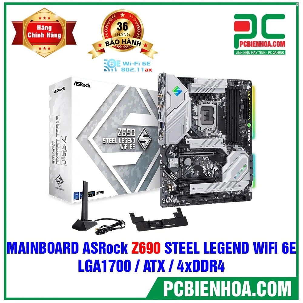 BO MẠCH CHỦ MAINBOARD ASROCK Z690 STEEL LEGEND WIFI 6E (DDR4) ( LGA1700 / ATX / 4XDDR4 ) MỚI CHÍNH HÃNG