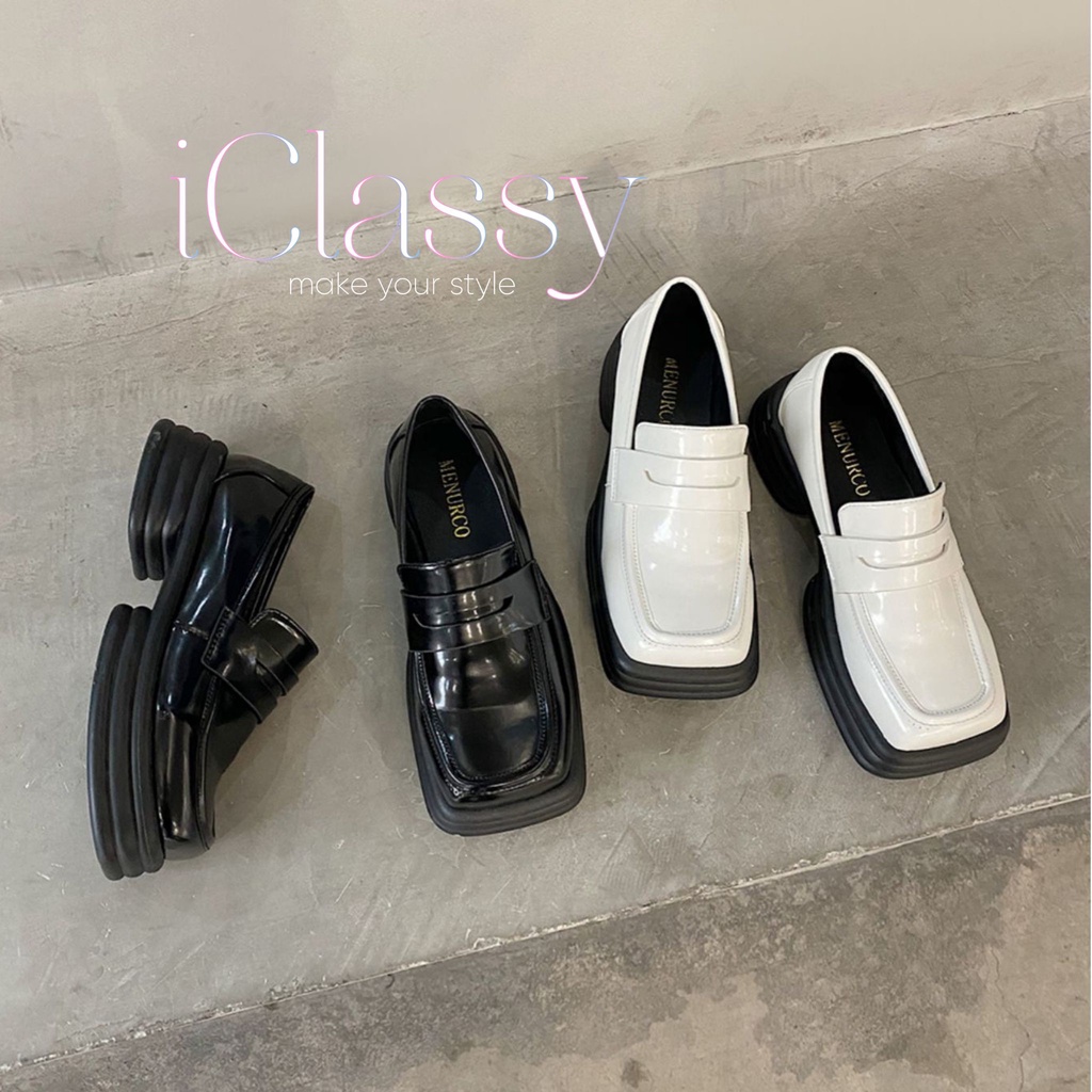 Giày Lười Mũi Vuông Đế 5p Phong Cách Retro - Ulzzang Vintage, Thời Trang Hàn Quốc - Iclassy_shoes