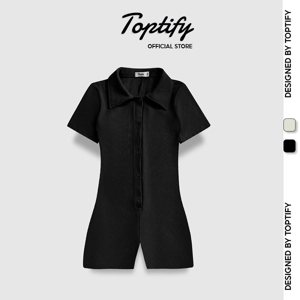 Jumpsuit cổ polo tay ngắn TOPTIFY bộ áo liền quần tay ngắn cổ polo See Breeze Bodysuit TJT01
