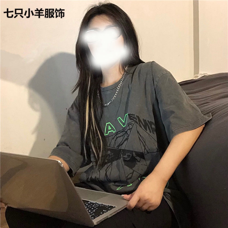 Áo Thun Dáng Rộng Tay Nửa Phong Cách Harajuku Thời Trang Hè Cá Tính Dành Cho Nữ