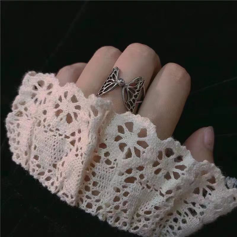 Nhẫn hở hình bướm phong cách hip hop đường phố có thể điều chỉnh kích thước cho nữ