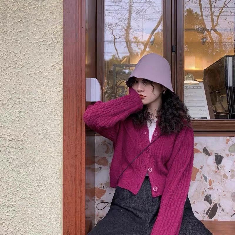 Áo khoác cardigan dệt kim cổ tròn kiểu Hàn Quốc đơn giản xinh xắn dành cho nữ