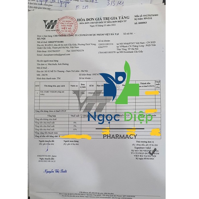 [Hàng Mỹ] Viên uống Bổ Mắt VH-FORT VISION hộp 60 viên nhập khẩu chính hãng DATE 2023