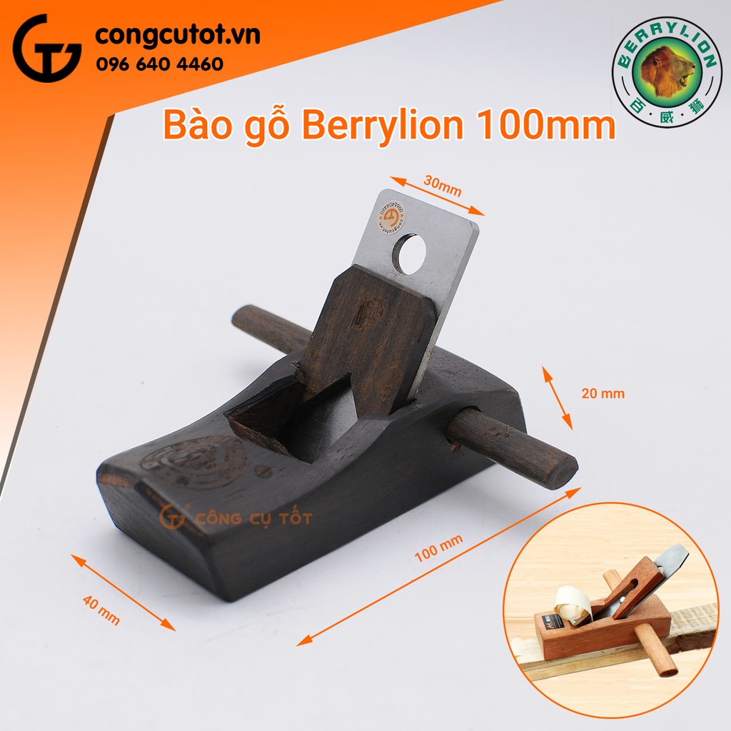 Bào gỗ Berrylion 100mm lưỡi thép gió