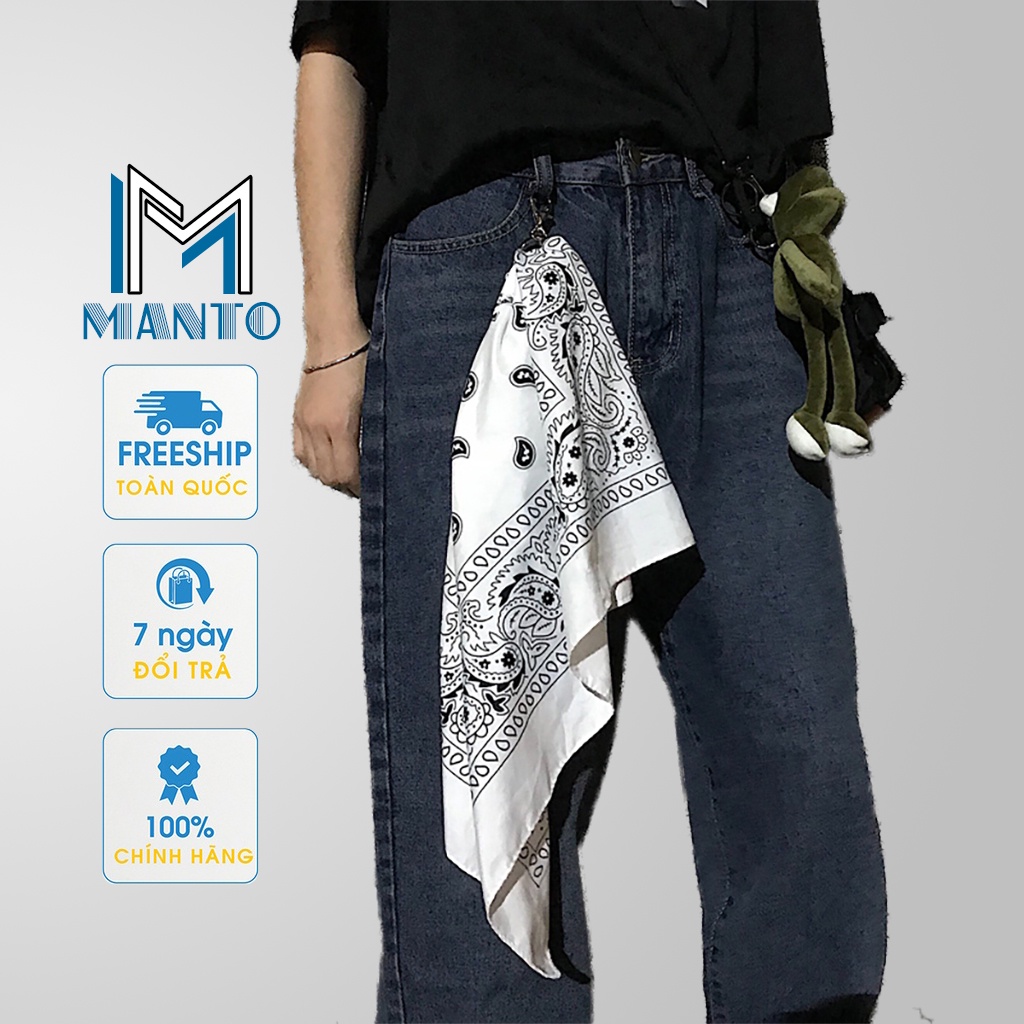 Khăn vuông bandana streetwear MANTO in họa tiết đơn giản nhiều màu tùy chọn