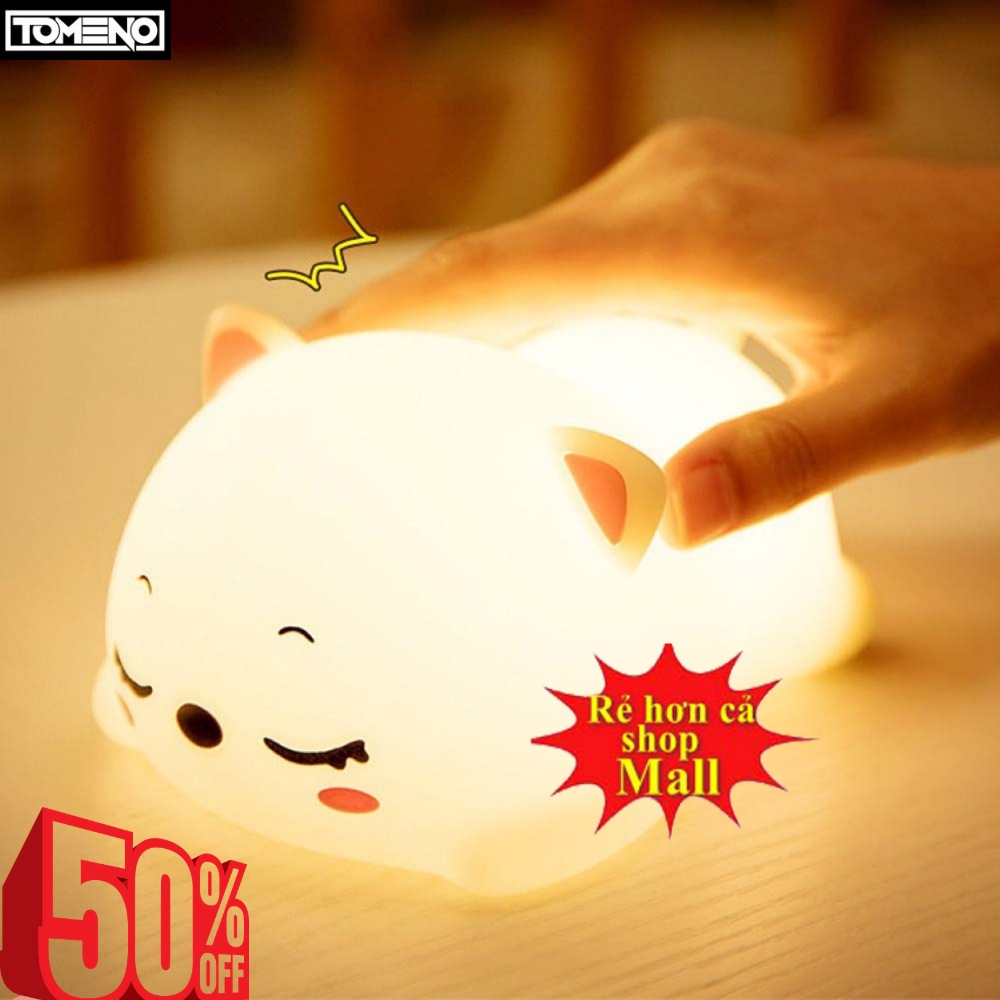 Đèn ngủ xiaomi , đèn led cảm ứng hình mèo và đám mây , mềm mại , siêu dễ thương , thay đổi màu tùy thích , pin sạc ,