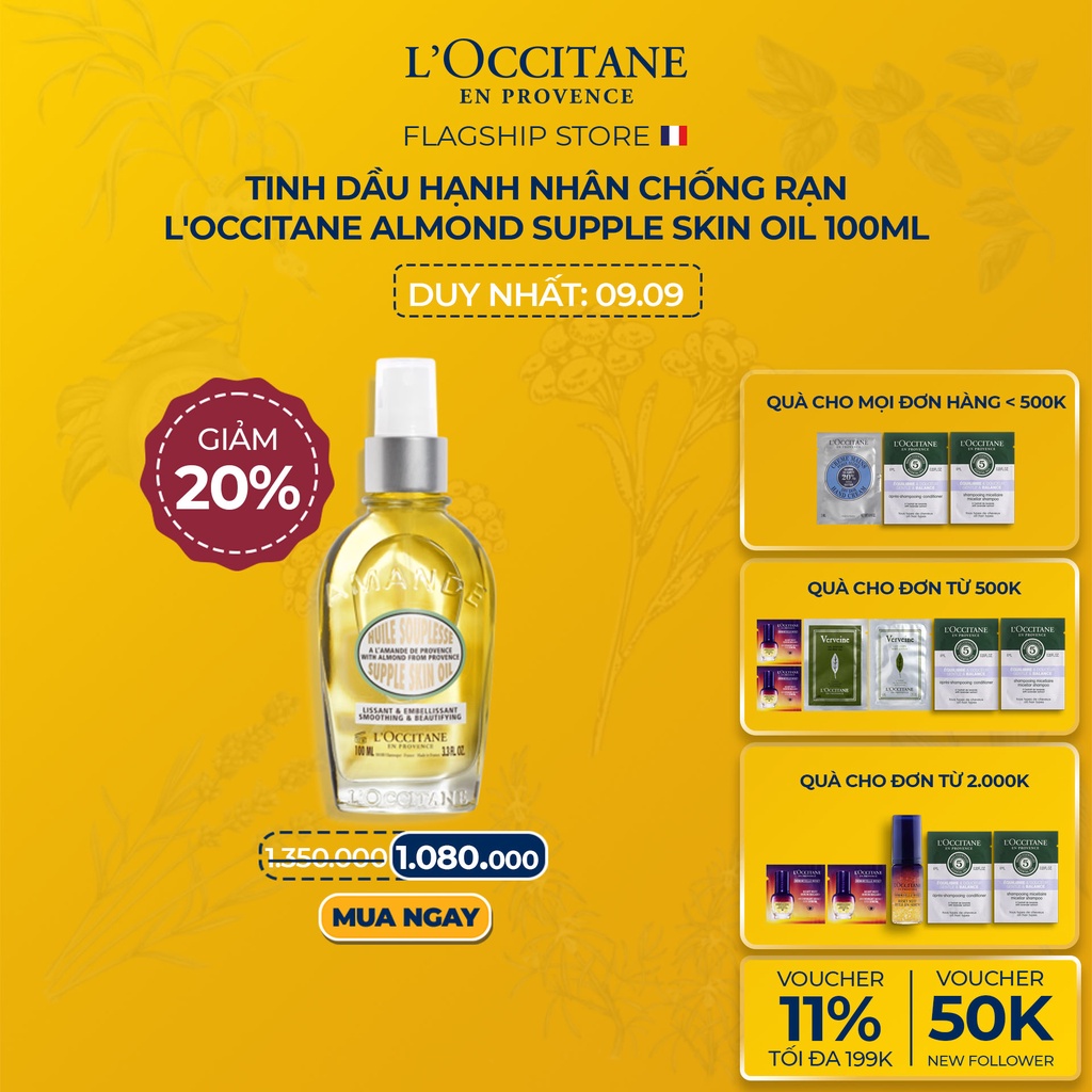 Dầu Chống Rạn Da Hạnh Nhân L'Occitane Almond Supple Skin Oil 100ml