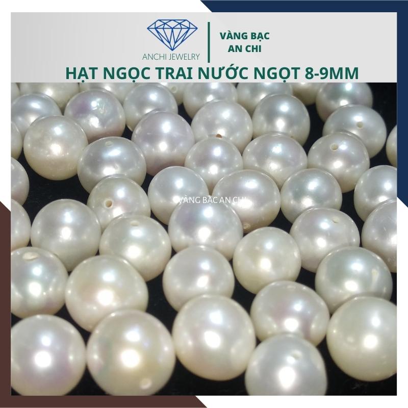 Hạt trai có lỗ xỏ màu trắng ánh hồng - làm mặt dây chuyền, vòng tay, bông tai. Anchi jewlery