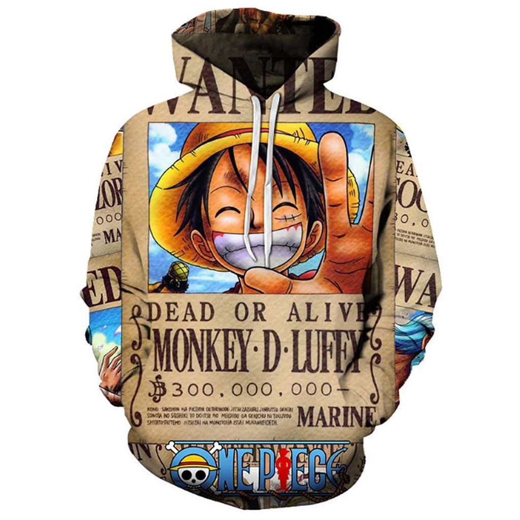 Áo hoodie HUQISHA in họa tiết Anime One Piece thời trang unisex cho nam nữ