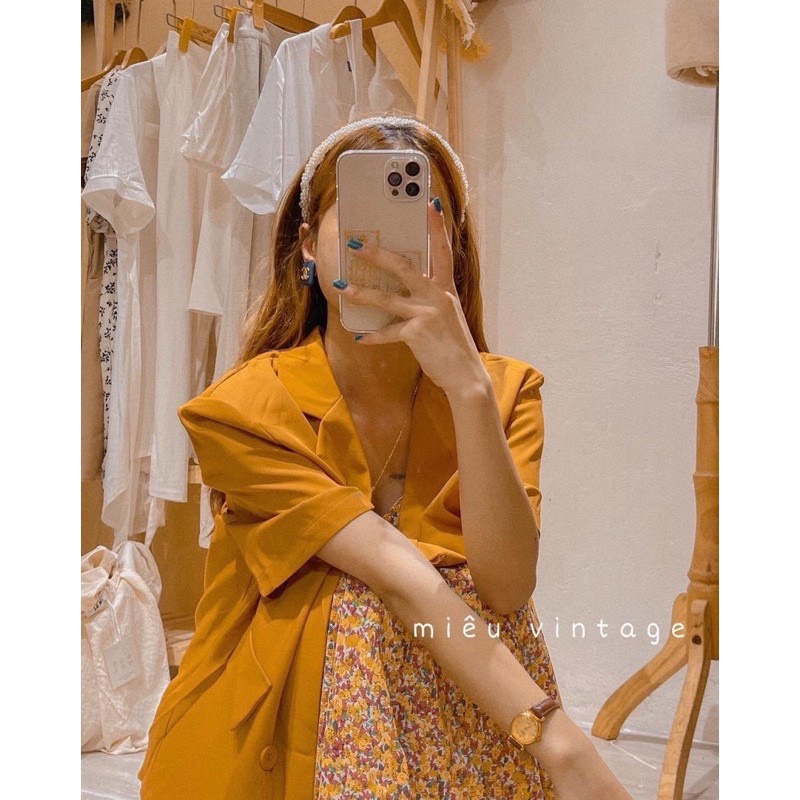 Set váy áo vest 2 blazer 2 món áo khoác ngoài váy hoa nhí TH288