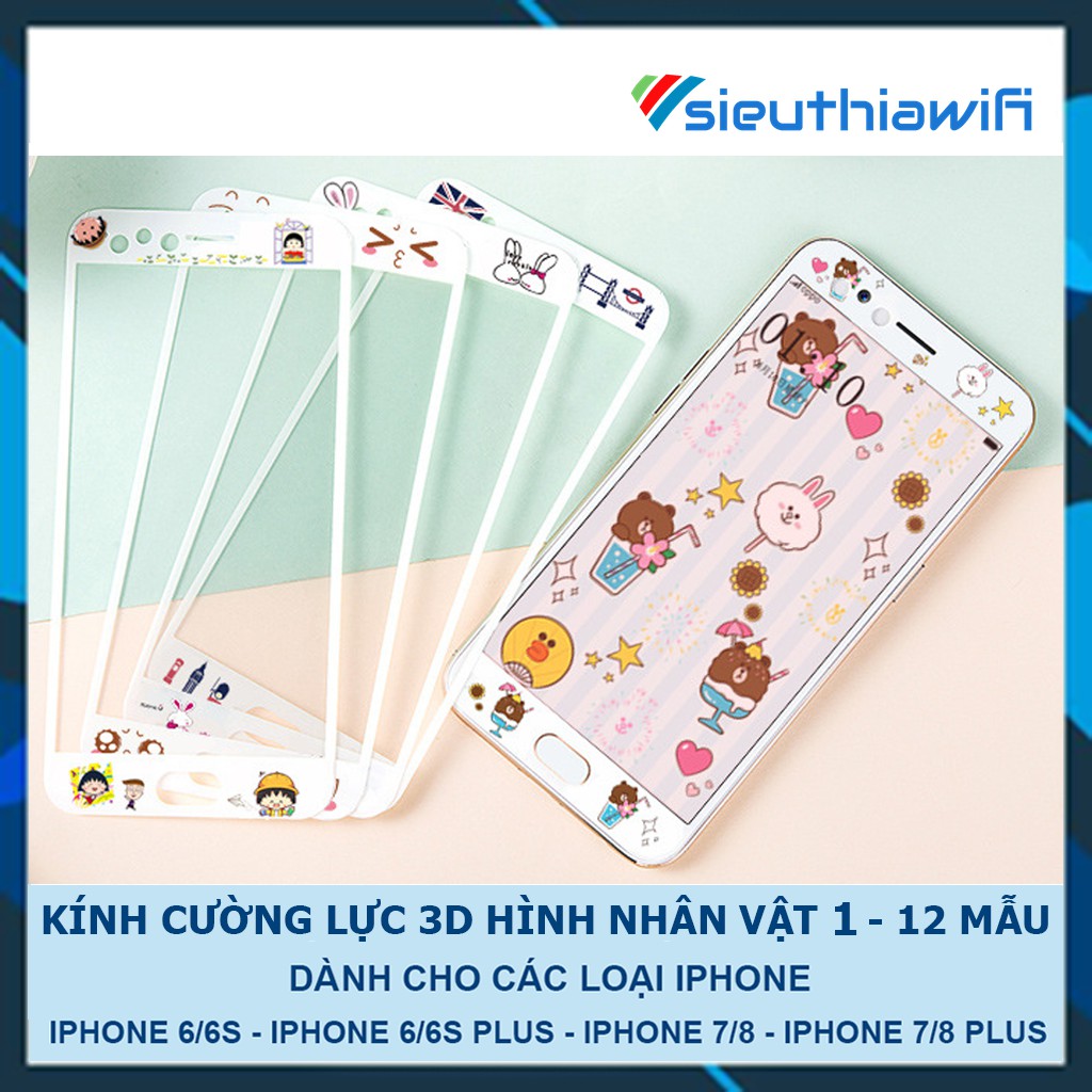 Kính cường lực 3d iphone nhân vật 1-12 mẫu6/6plus/6s/6splus/7/7plus/8/8plus/x/xr/xs/11/12/pro/max/plus/promax-Awifi D3-1 | BigBuy360 - bigbuy360.vn