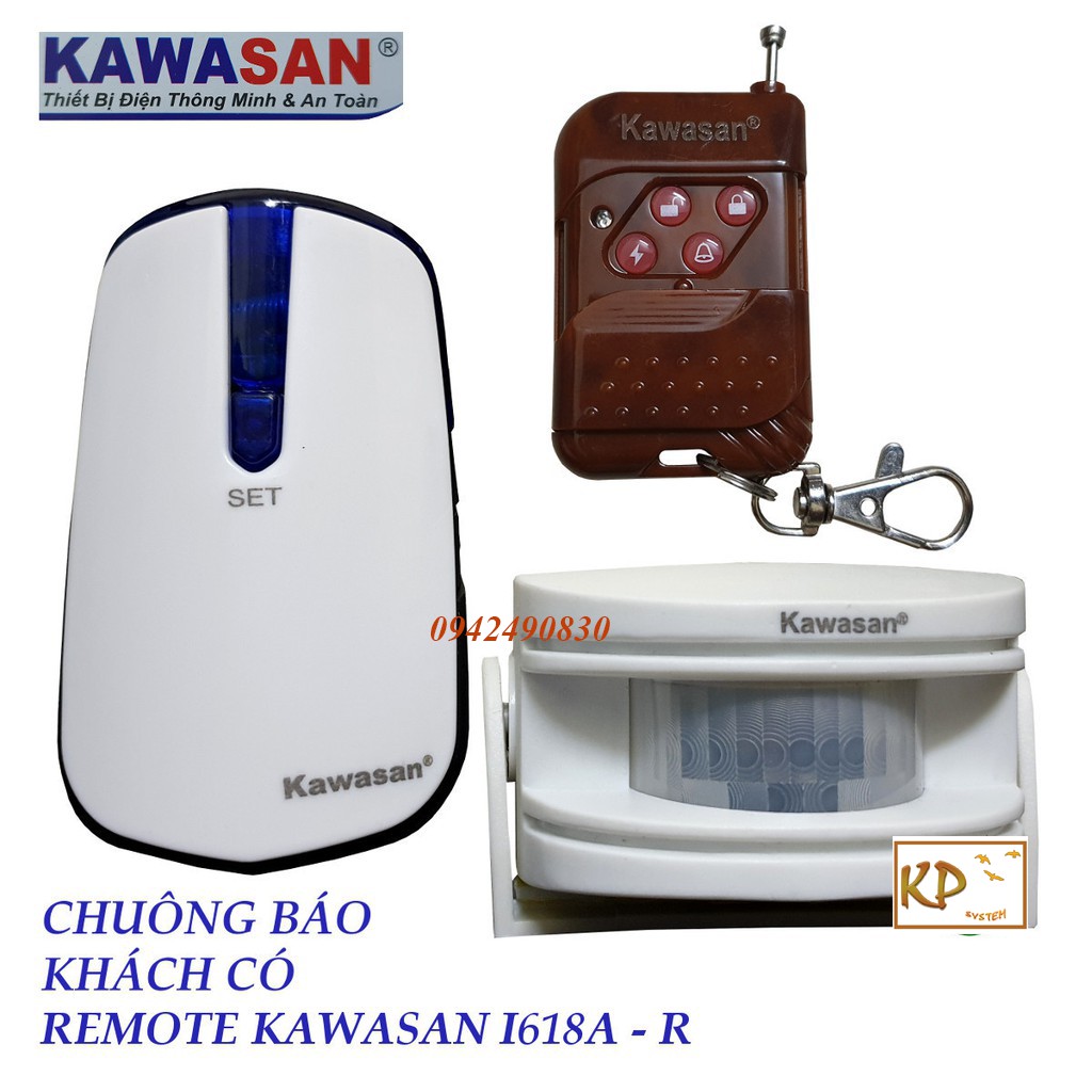 Chuông báo khách không dây cao cấp có điều khiển tắt mở chuông Kawasan I618A-R