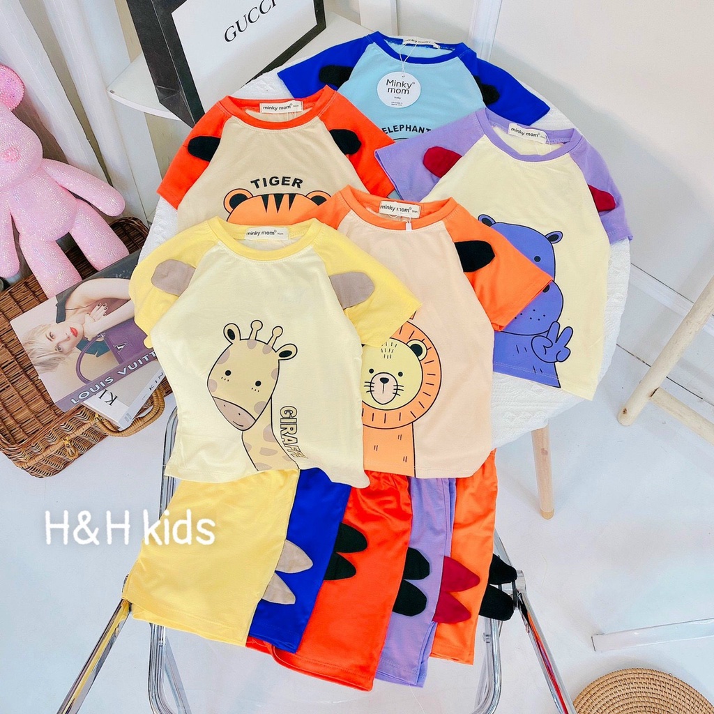 Đồ bộ MINKY MOM size đại cho bé trai bé gái cộc thun, bộ quần áo trẻ em monky mặc nhà cho bé 1 2 3 4 5 6 7 tuổi BC034