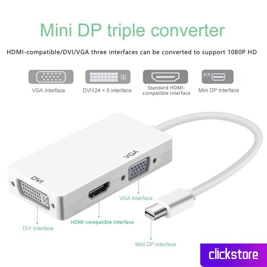 Đầu Chuyển Đổi Mini Dp Sang Dvi Vga Hdmi-Compatible Hdtv 3 Trong 1 Cho Microsoft Clickstore