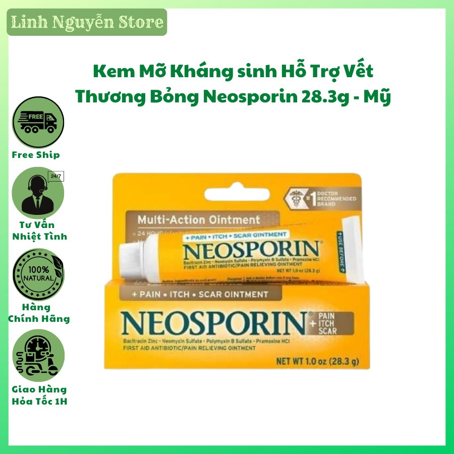 Kem Mỡ Kháng sinh Hỗ Trợ Vết Thương bỏng Neosporin 28.3g