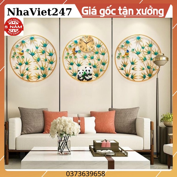 Đồng Hồ Treo Tường Đẹp, Trang Trí Nhà Cửa Hoạ Tiết Thiên Nhiên Xanh -Tranh Decor kim loại-Qùa Tặng Đẹp,Gía Rẻ-BH 5 Năm