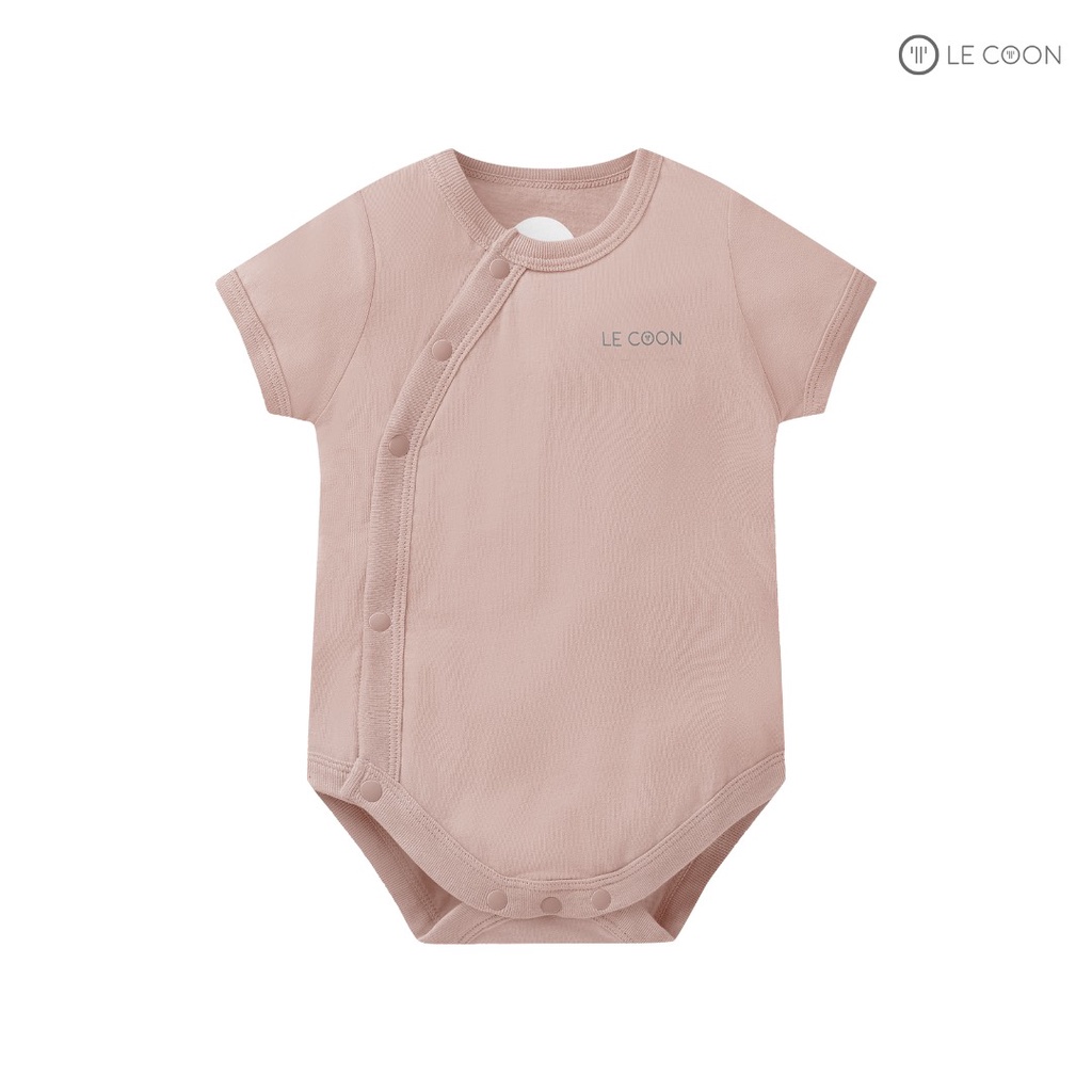 LECOON- LC0877- Bodysuit cúc bấm vạt chéo cộc tay cho bé trai bé gái từ 0 tháng đến 1 tuổi
