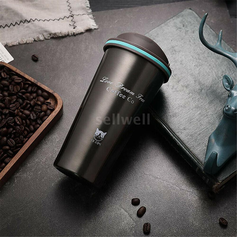 S&W 500ml Stainless Steel Car Coffee Cup Leakproof Insulated Thermal Thermos Cup Car Portable Travel Coffee Mug