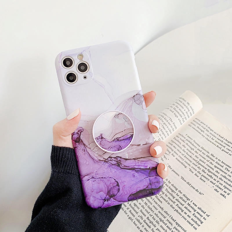 Ốp Điện Thoại Dẻo Họa Tiết Vân Đá Nhiều Màu Kèm Giá Đỡ Nhẫn Cho iPhone 14 13 12 11 Pro MAX XS MAX XR X 8 7 Plus