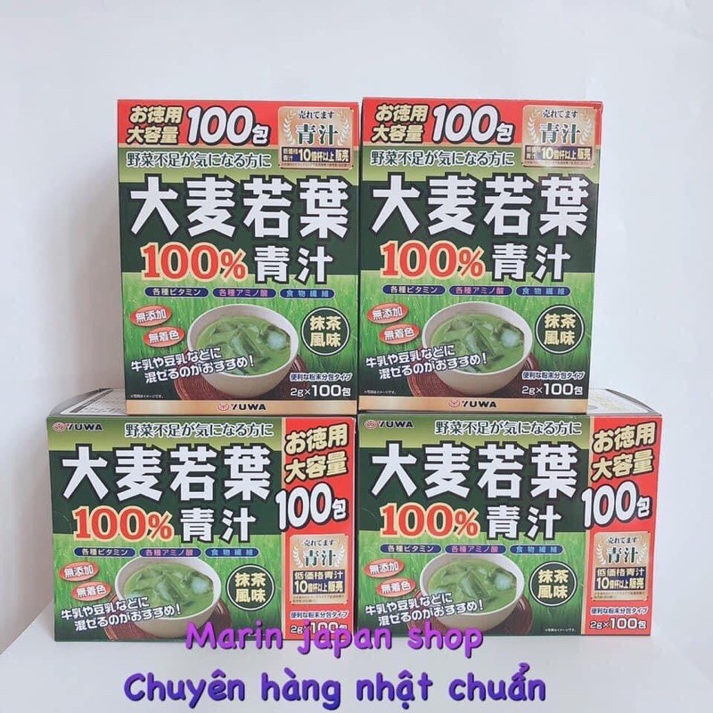 Hộp bột lúa non rau xanh Yuwa Nhật Bản 100 gói