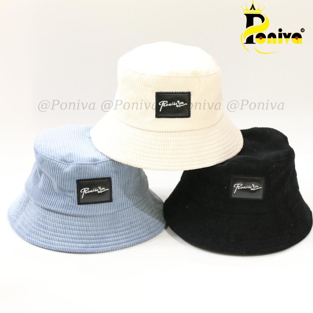 Mũ bucket ❤️ Nón tai bèo vành cụp thêu chữ Promissyou form unisex BK09 nhung tăm Ulzzang Thời trang PONIVA siêu hot