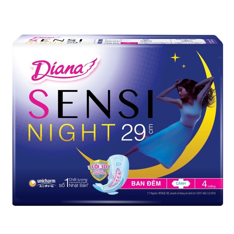 Băng Vệ Sinh Ban Đêm Có Cánh Diana Sensi Night 29cm