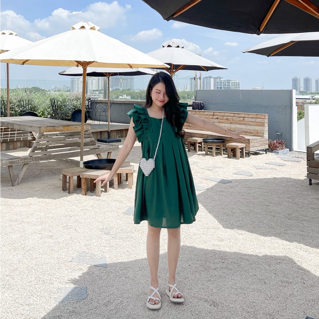 ĐẦM BABYDOLL XẾP LY ZAREEN DAX47 XANH LÁ