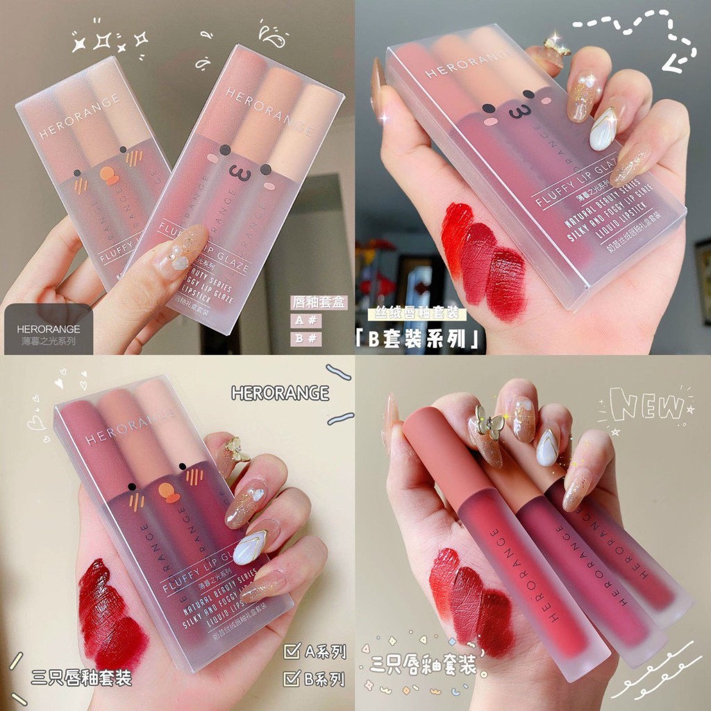 Set 3 Cây Son HERORANGE Kem Lỳ Không Trôi Không Lem Màu Hàng Nội Địa Trung Giá Rẻ Cho Học Sinh Sinh Viên 100gr | BigBuy360 - bigbuy360.vn