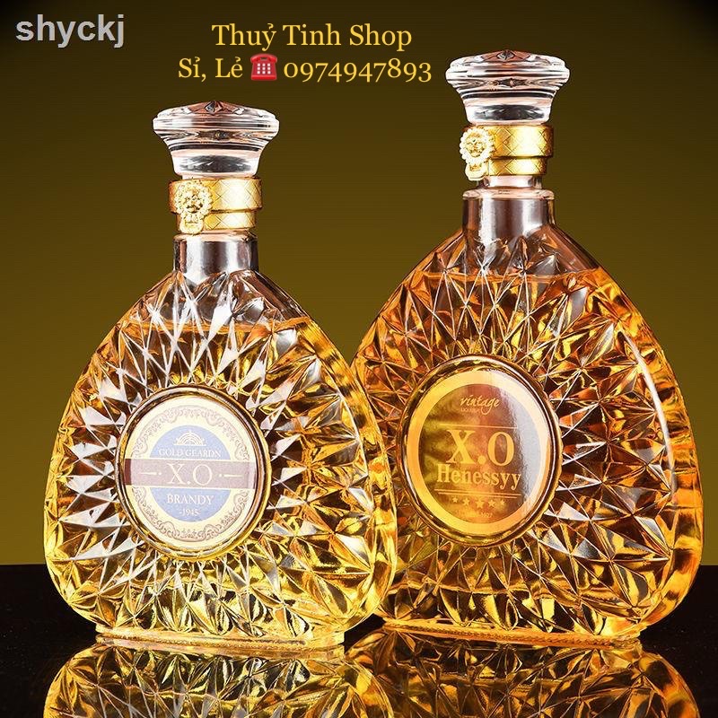 [ Đủ Tem ] Chai, Bình Đựng Rượu Thuỷ Tinh Đẹp Cao Cấp 750Ml Mẫu Xo Tam Giác