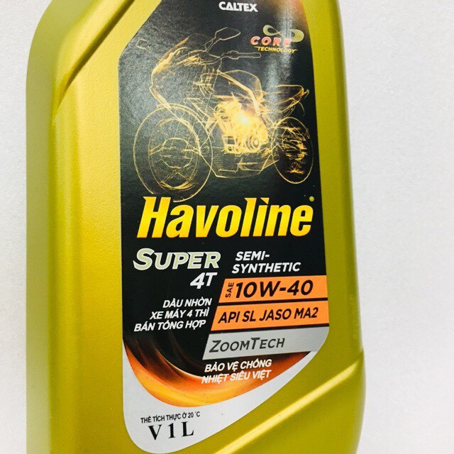 NHỚT HAVOLINE SUPER 4T SEMI-SYNTHETIC SAE 10W-40 1L -xe số (chai vàng nắp đỏ)