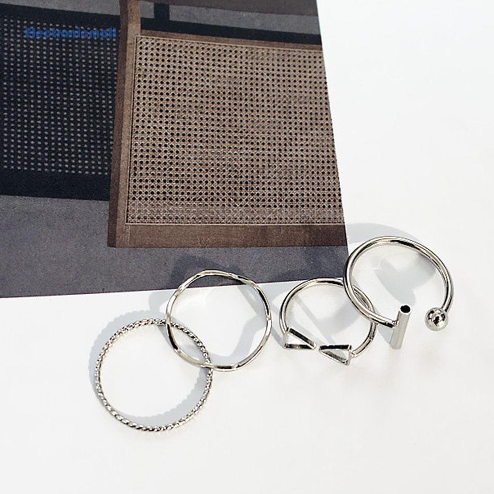 Set 4 nhẫn mảnh chất liệu hợp kim xi mạ cực thanh lịch cho nữ