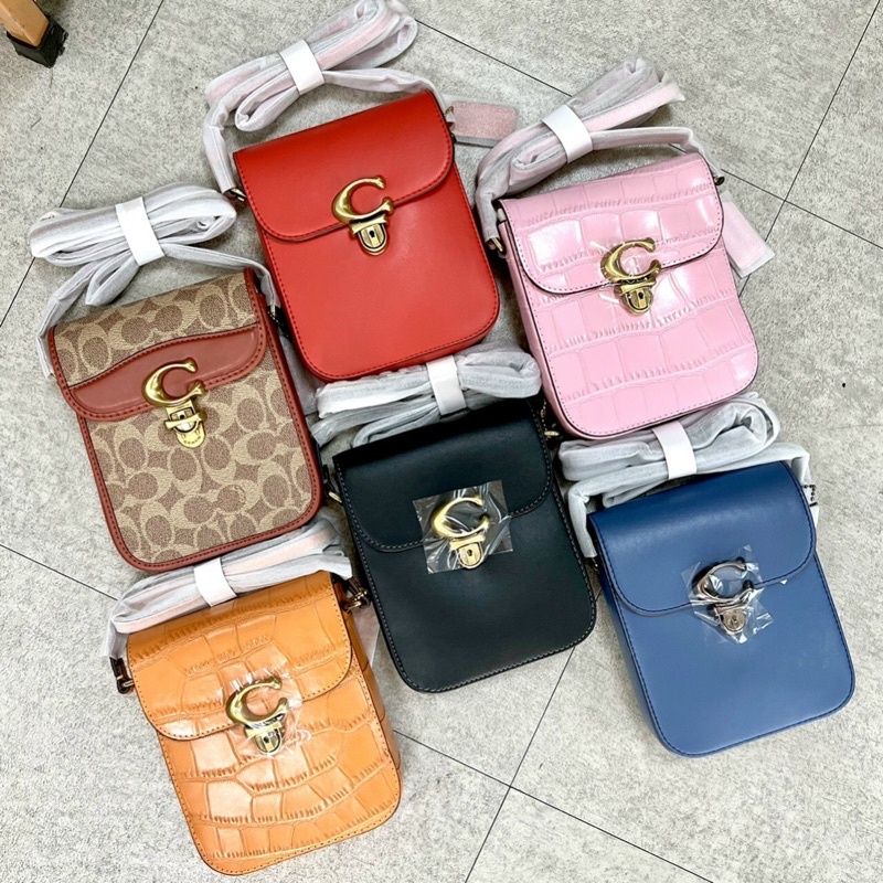 Túi điện thoại Coach mới da thật pha canvas bền đẹp xinh yêu