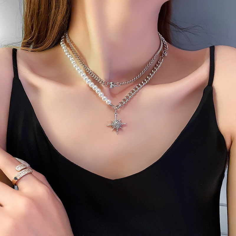 Vòng cổ Hai Lớp Mặt Ngôi Sao Đính Đá Zircon