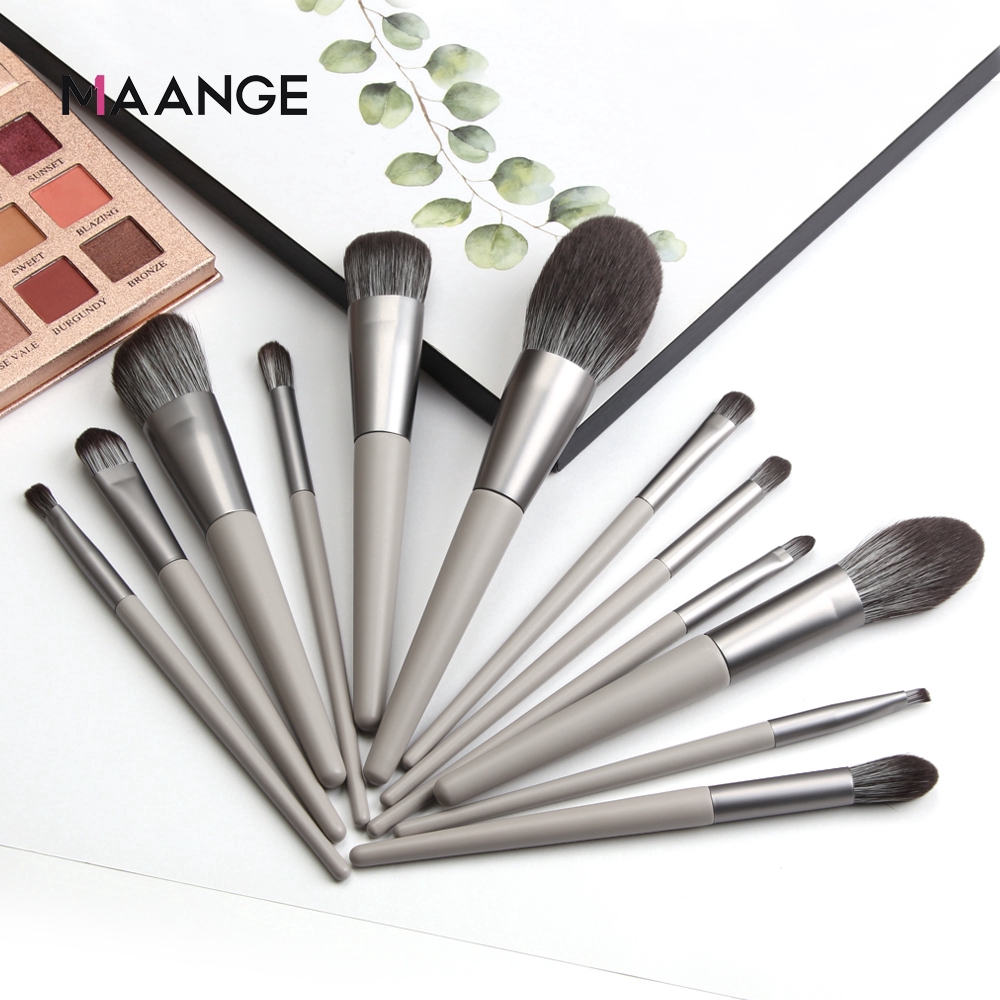 Set 12 Cọ Trang Điểm Maange Thân Màu Bạc Lông Siêu Mềm Mại