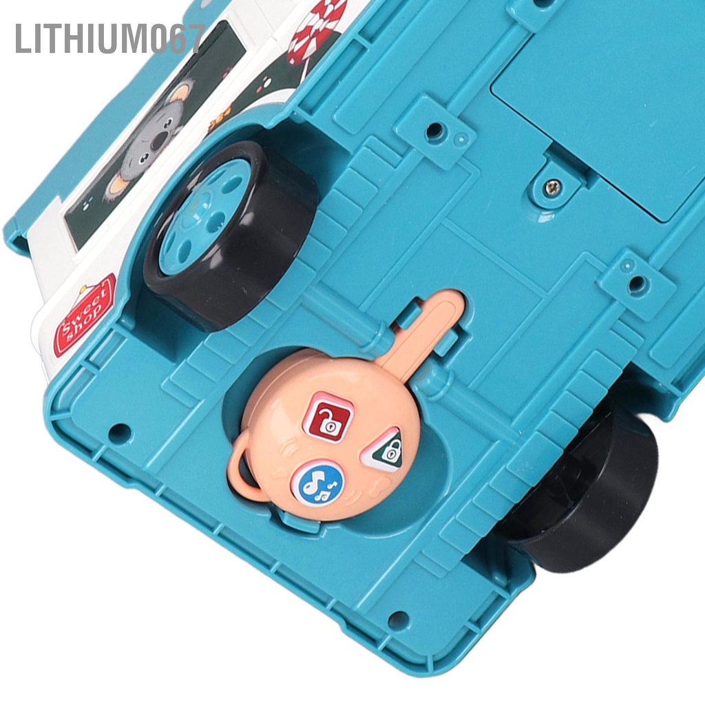 Lithium067 Trẻ em Money Bank Bus Shaped Password Điều khiển từ xa Mở khóa Âm nhạc Hộp đựng tiền điện tử
