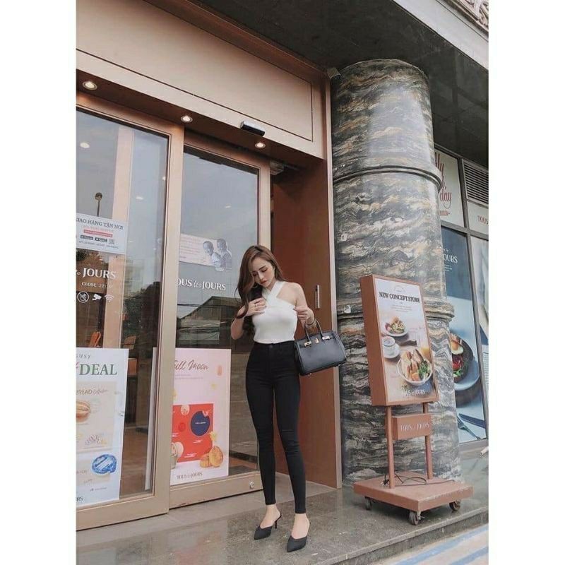 QUẦN LEGGING CẠP CAO QUẦN JEAN ÔM BODY CHẤT SIÊU CO GIÃN BÒ GIẤY