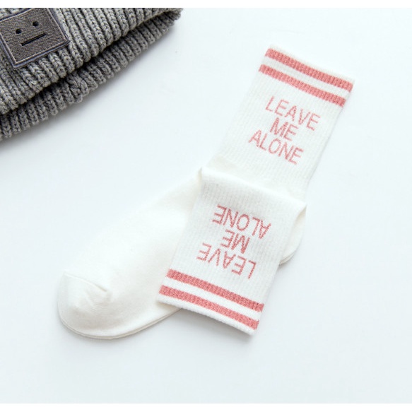 Vớ cổ cao Unisex chữ LEAVE ME ALONE phong cách thể thao, đường phố.