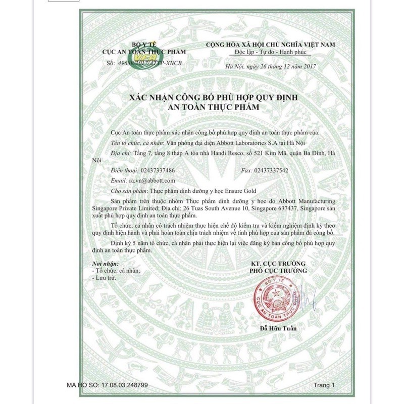 SỮA ENSURE GOLD 400G