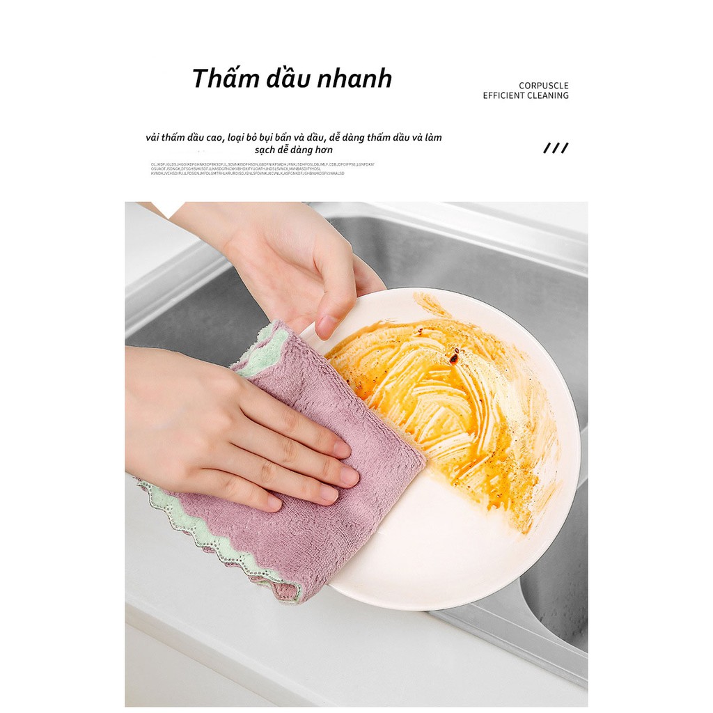 [ Rẻ Vô Địch Deal 1K ] Khăn Lau Bếp, Bát Dĩa, Cốc Chén Thấm Nước Tốt Chống Dính Dầu Mỡ Hai Mặt Hai Màu Loại Lớn | BigBuy360 - bigbuy360.vn