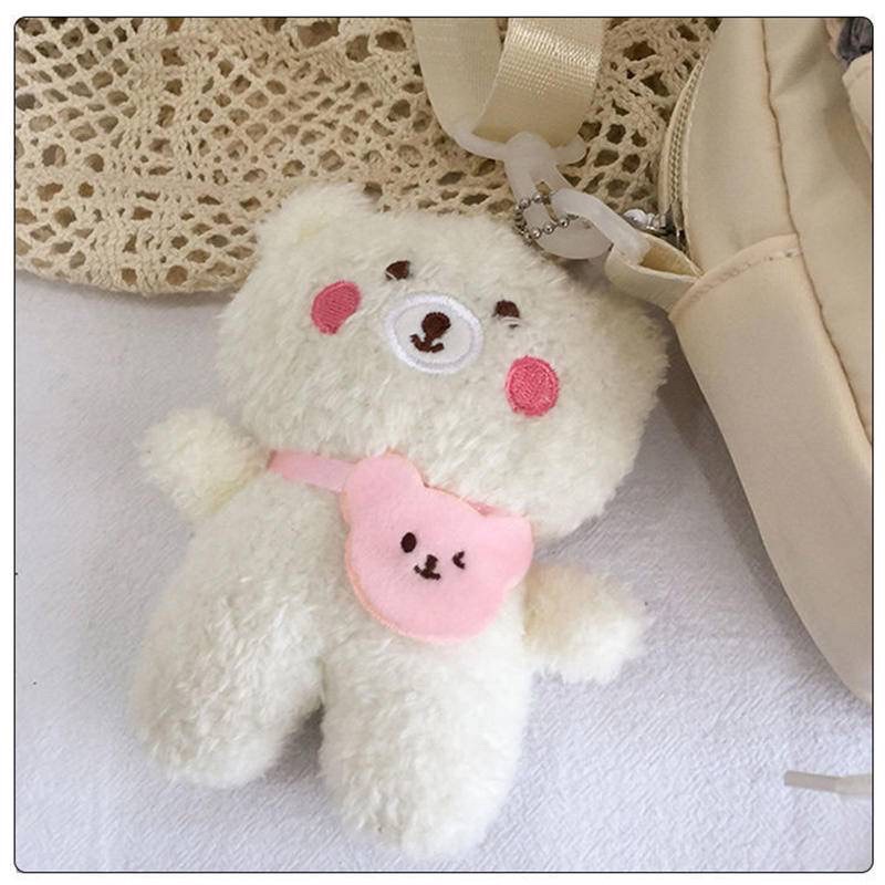Móc khóa Gấu Bông Tim Hồng Dễ Thương Treo Balo Túi Xách Phụ Kiện Gấu Bông Mini Treo Trang Trí