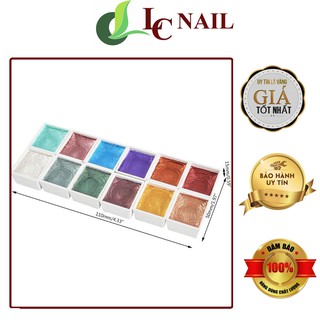 Màu nước vẽ nail, Set 12 màu nhũ khô vẽ móng
