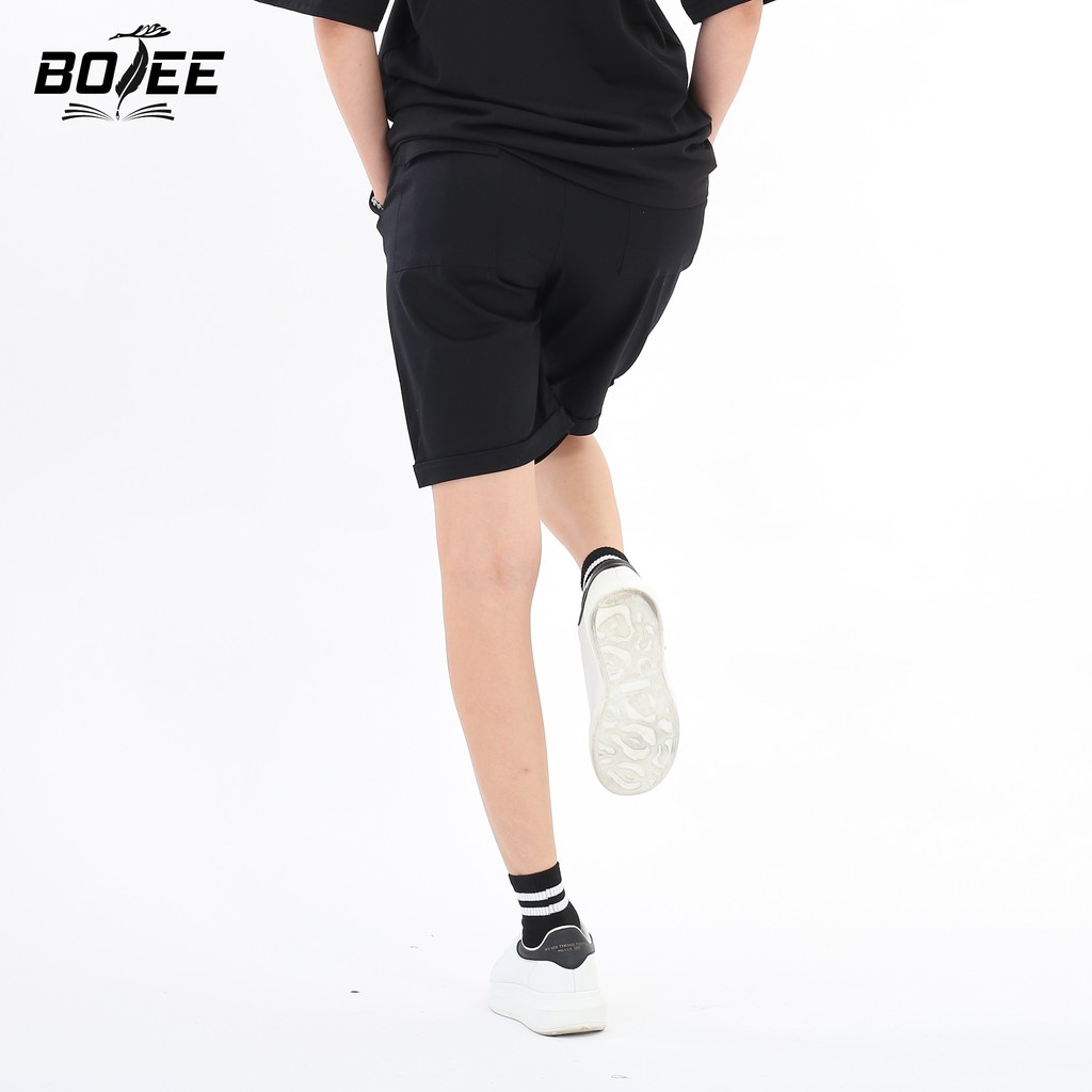 Quần short kaki basic BOTEE unisex nam nữ màu đen trơn form rộng ống suông