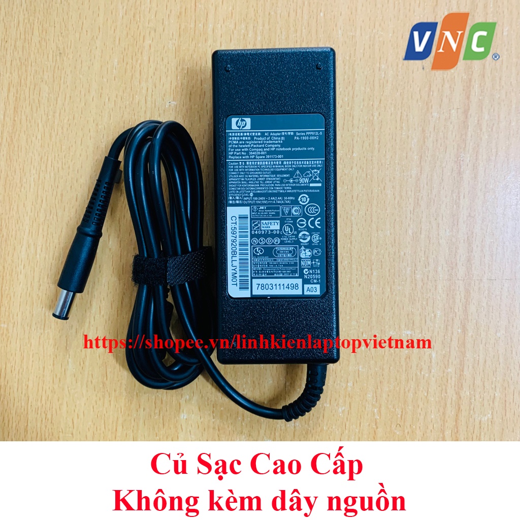 Sạc laptop HP chân kim to loại 19V - 4.74A  tròn To 7.4x5.0mm sạc máy tính hp zin cao cấp bảo hành 12 tháng