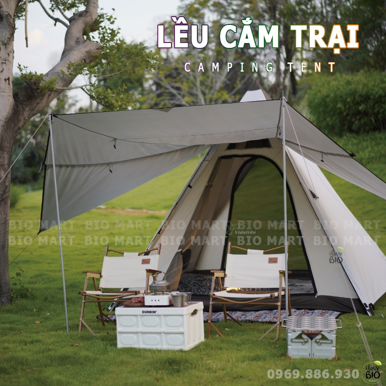 Lều Cắm Trại Lều Dã Ngoại Vidalido 4-6 Người 2 Cửa Thông Thoáng – Lều Mái Che Đi Phượt Chống Thấm Chống Tia UV - P019