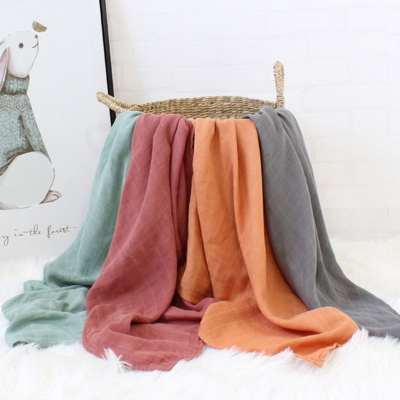 Yếm Ăn Cotton Tre Hai Lớp Mềm Mại Thoáng Khí Chống Burp Cho Bé Sơ Sinh