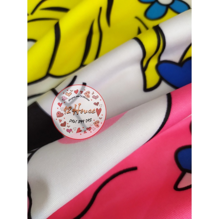 Bộ dài hoạt hình unisex quần jogger bo chun hai sọc nam nữ đều mặc được