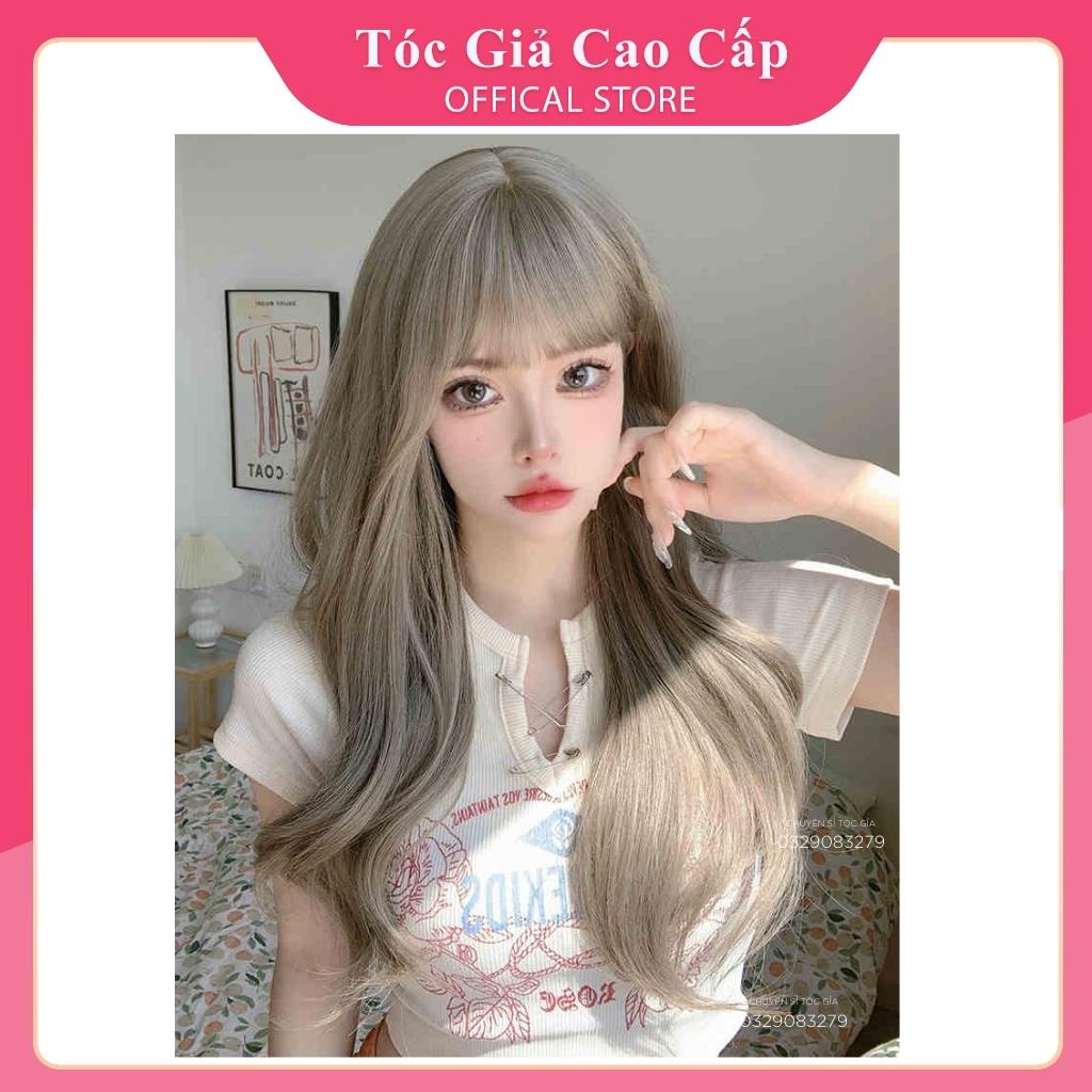 Tóc giả nữ nguyên đầu xoăn xám nâu , tặng kèm lưới trùm, CH1390