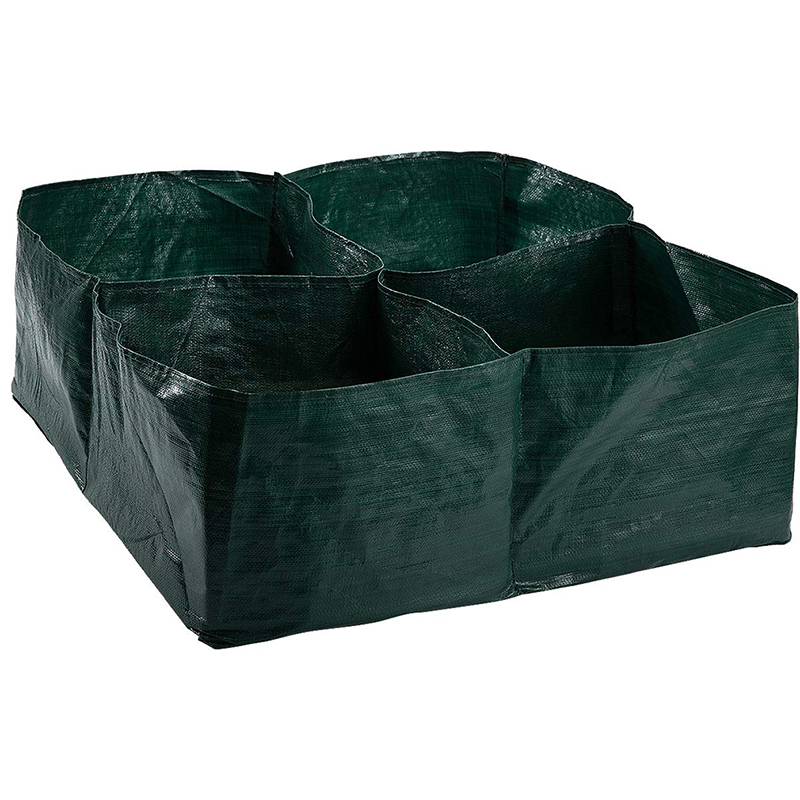 Black Plant Bed Reuseable Vegetable Tub Grow Divided Grids Fabric Flower Root Pouch