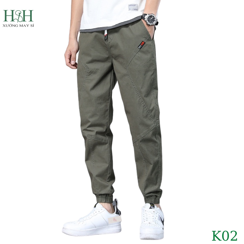 Quần jogger nam Hàn Quốc xuất xịn, quần dài kaki chất co giãn ống chun H&H